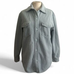 Joie FLEECED Flannel SHACKET Light Blue Button up Jacket sz XS